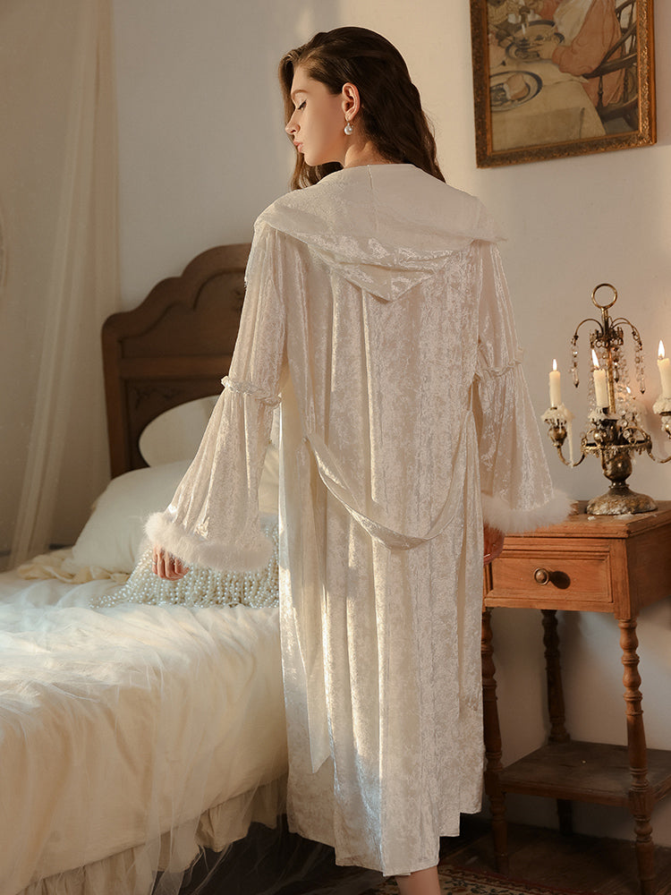 INJOY Lingerie – Velvet Hooded Robe with Tie Waist