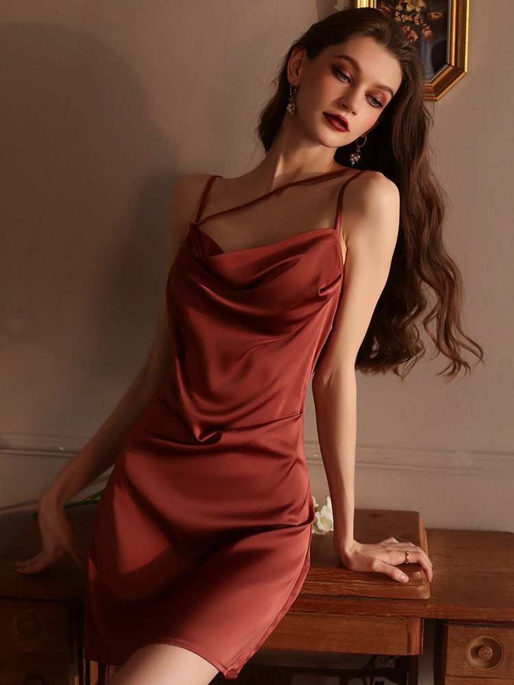 INJOY Lingerie – Deep V Backless Cami Dress with Bow & Lace Details