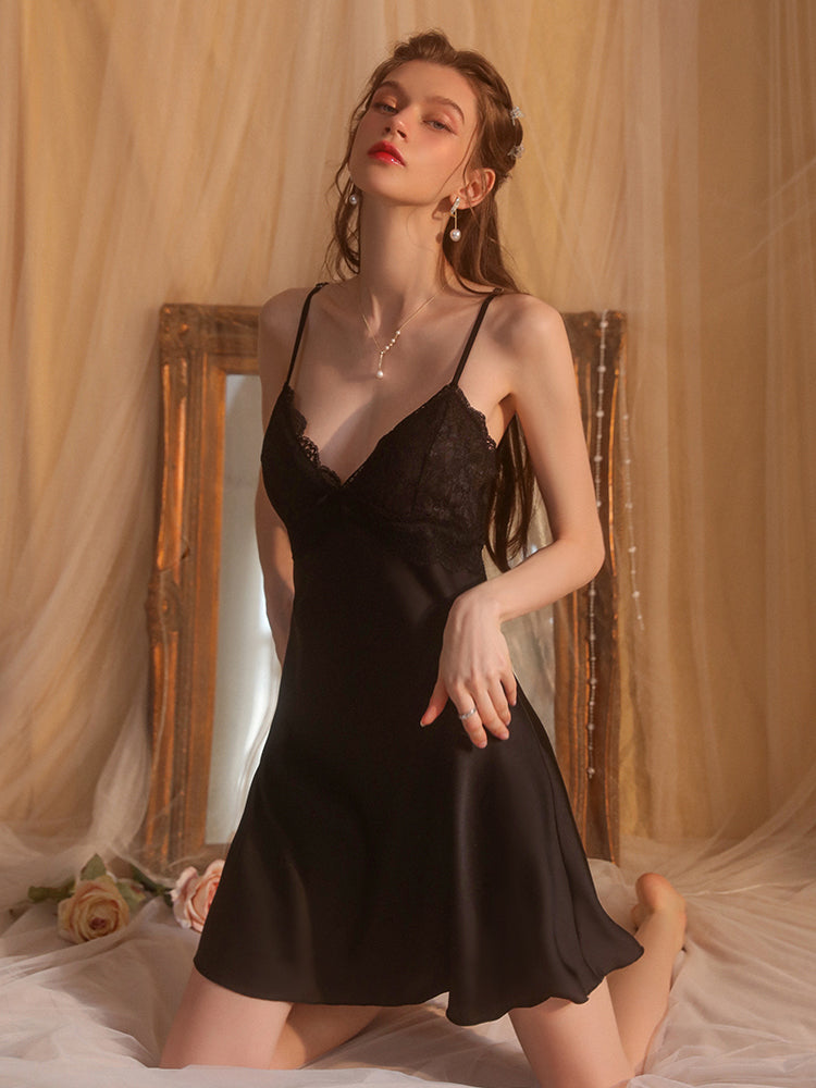 INJOY Lingerie – Lace Chemise with Built-in Padded Cups