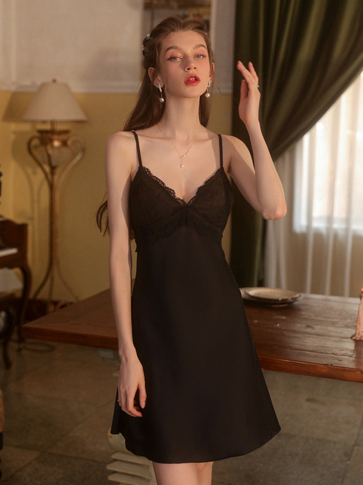 INJOY Lingerie – Lace Chemise with Built-in Padded Cups