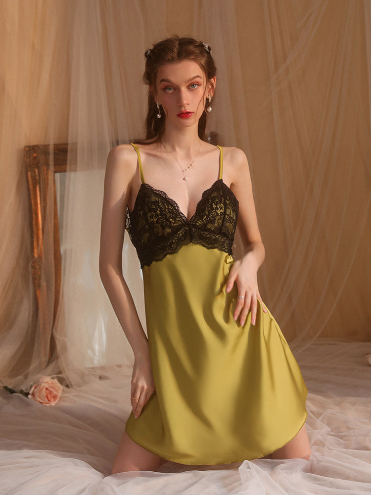 INJOY Lingerie – Lace Chemise with Built-in Padded Cups