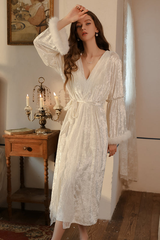 INJOY Lingerie – Velvet Hooded Robe with Tie Waist