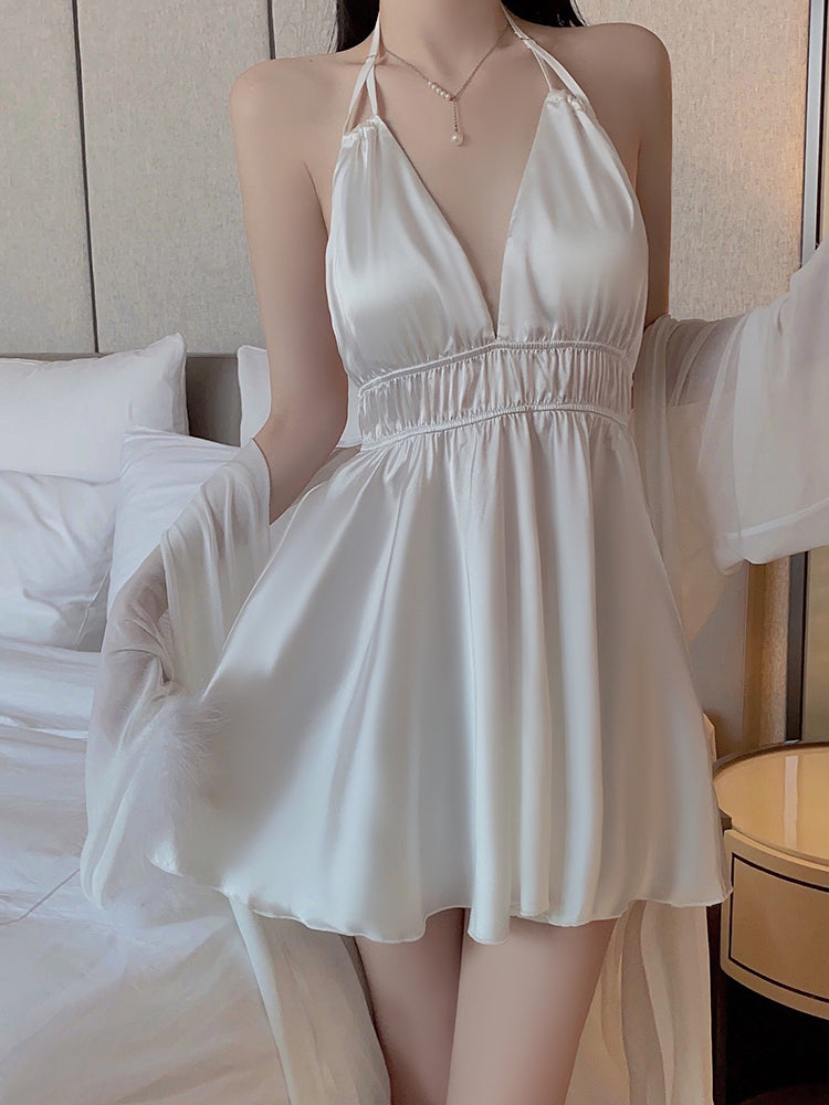 INJOY Lingerie – Deep V Backless Halter Sleep Dress