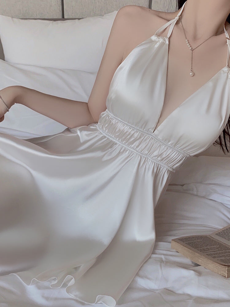 INJOY Lingerie – Deep V Backless Halter Sleep Dress