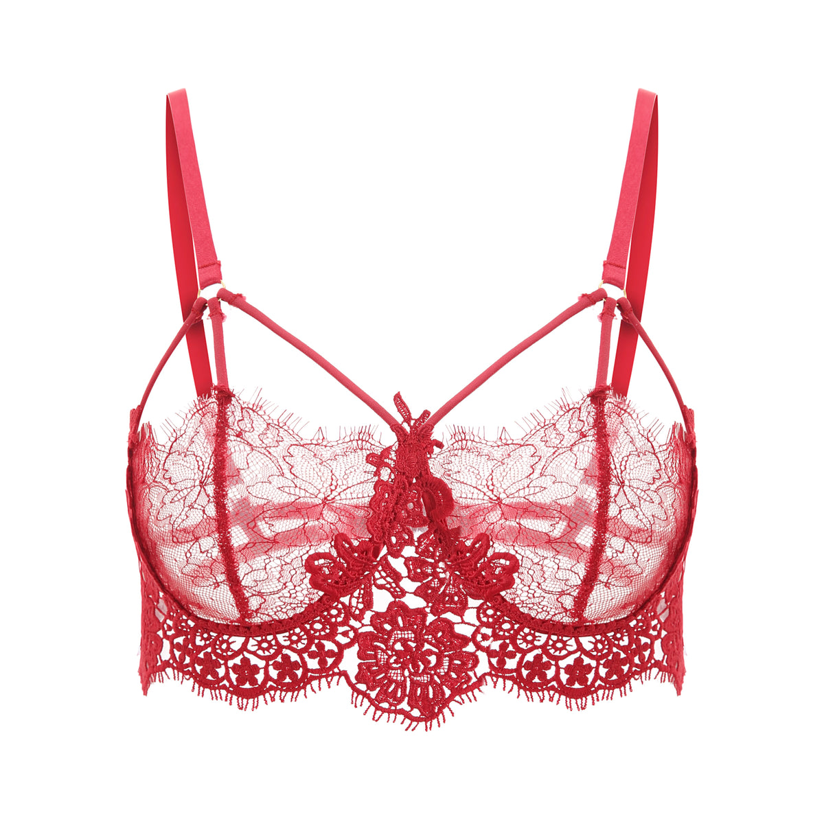 INJOY Sheer Lace Suspender Set – Triangle Top, Garters & Panty