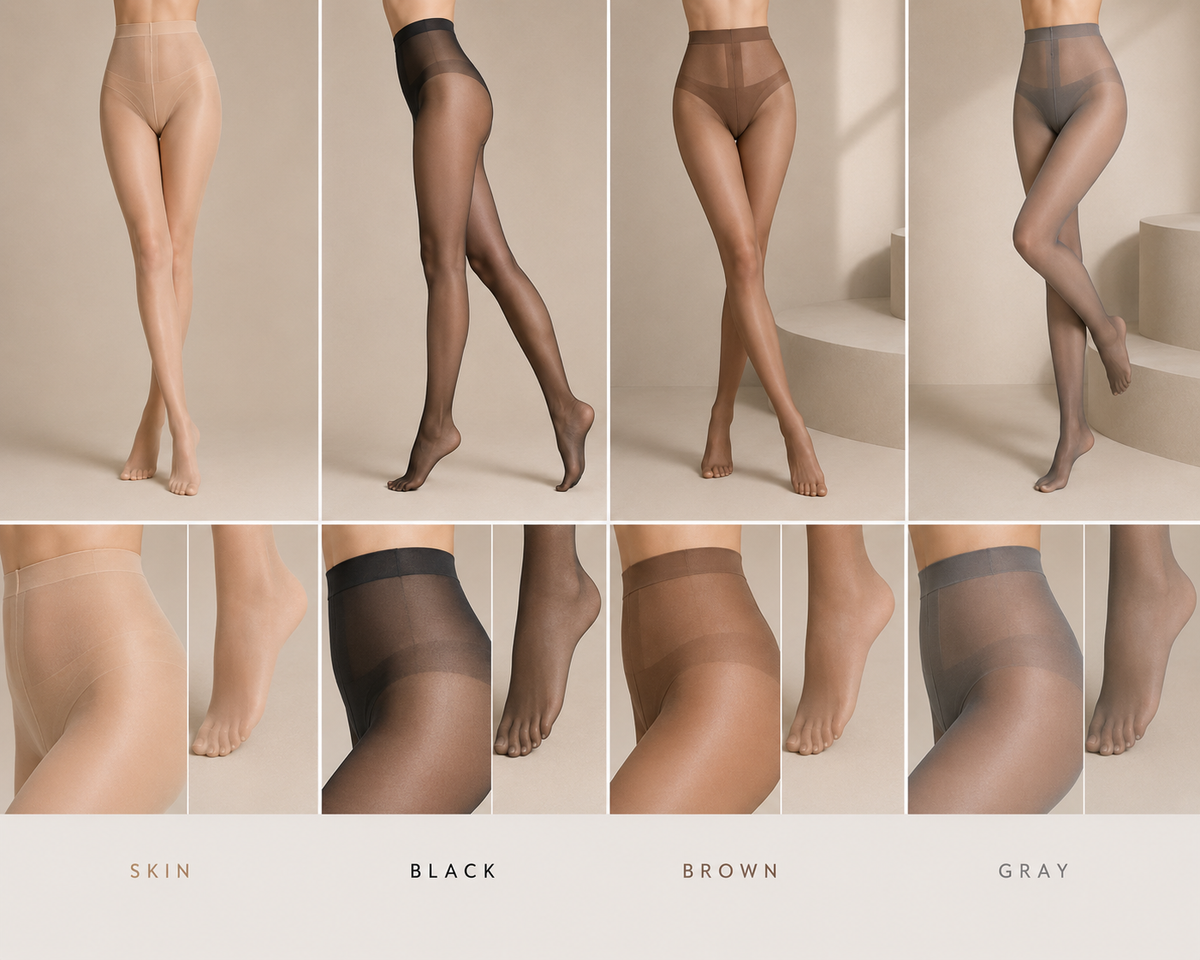 INJOY Ultra Sheer 10–15D Tights for Women | Reinforced Silk T-Gusset | 4 Colors