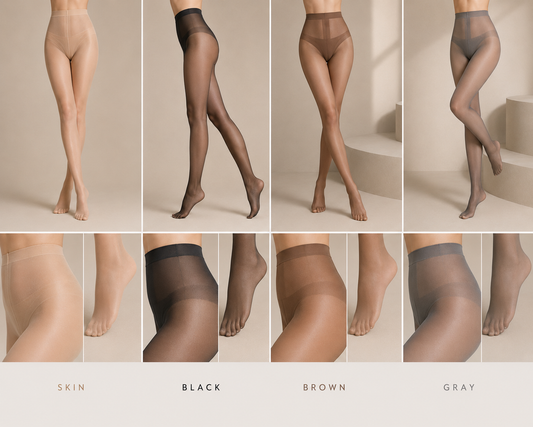 INJOY Ultra Sheer 10–15D Tights for Women | Reinforced Silk T-Gusset | 4 Colors