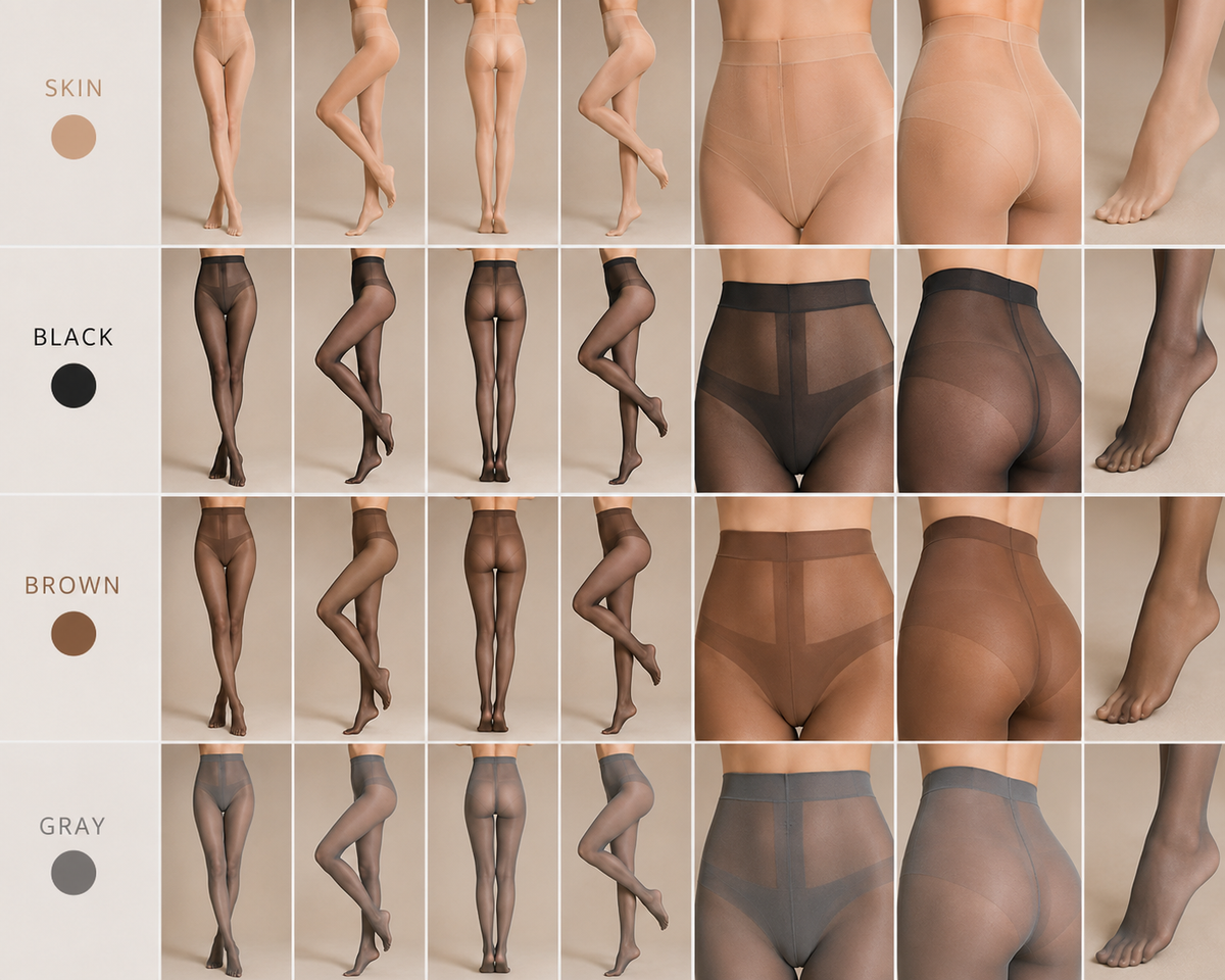 INJOY Ultra Sheer 10–15D Tights for Women | Reinforced Silk T-Gusset | 4 Colors