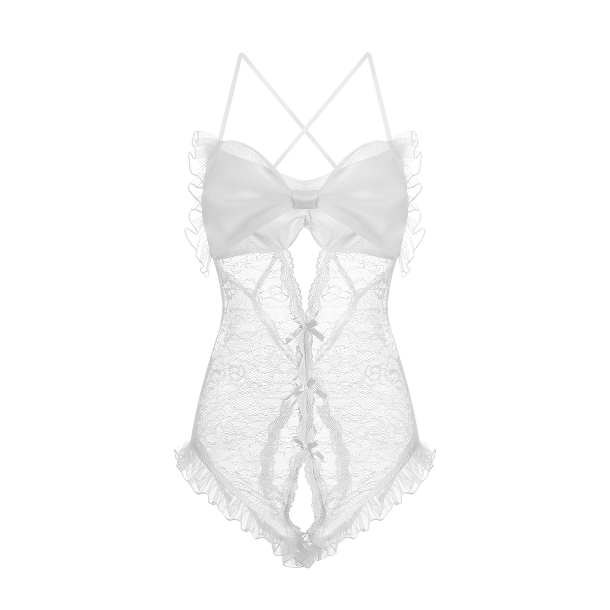 Bare-Back Lace Bodysuit Set: Sheer Romance with a Playful Twist