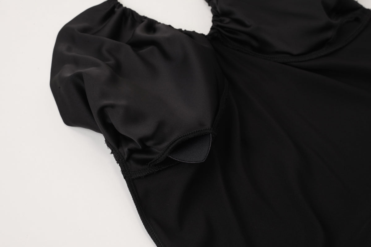 INJOY Lingerie – Drawstring Halter Satin Long Chemise with Removable Pads