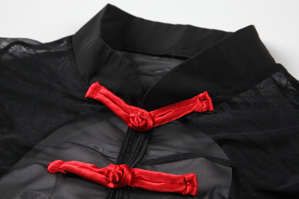 INJOY Lingerie Little Devil Mesh Bodysuit – Vintage Frog Buttons & Cutouts