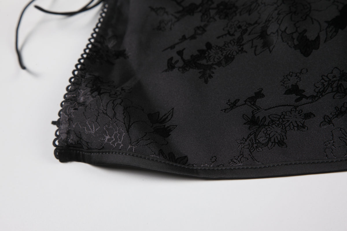 INJOY Cheongsam Lace-Up Sleep Dress – Classic Qipao with Floral Jacquard