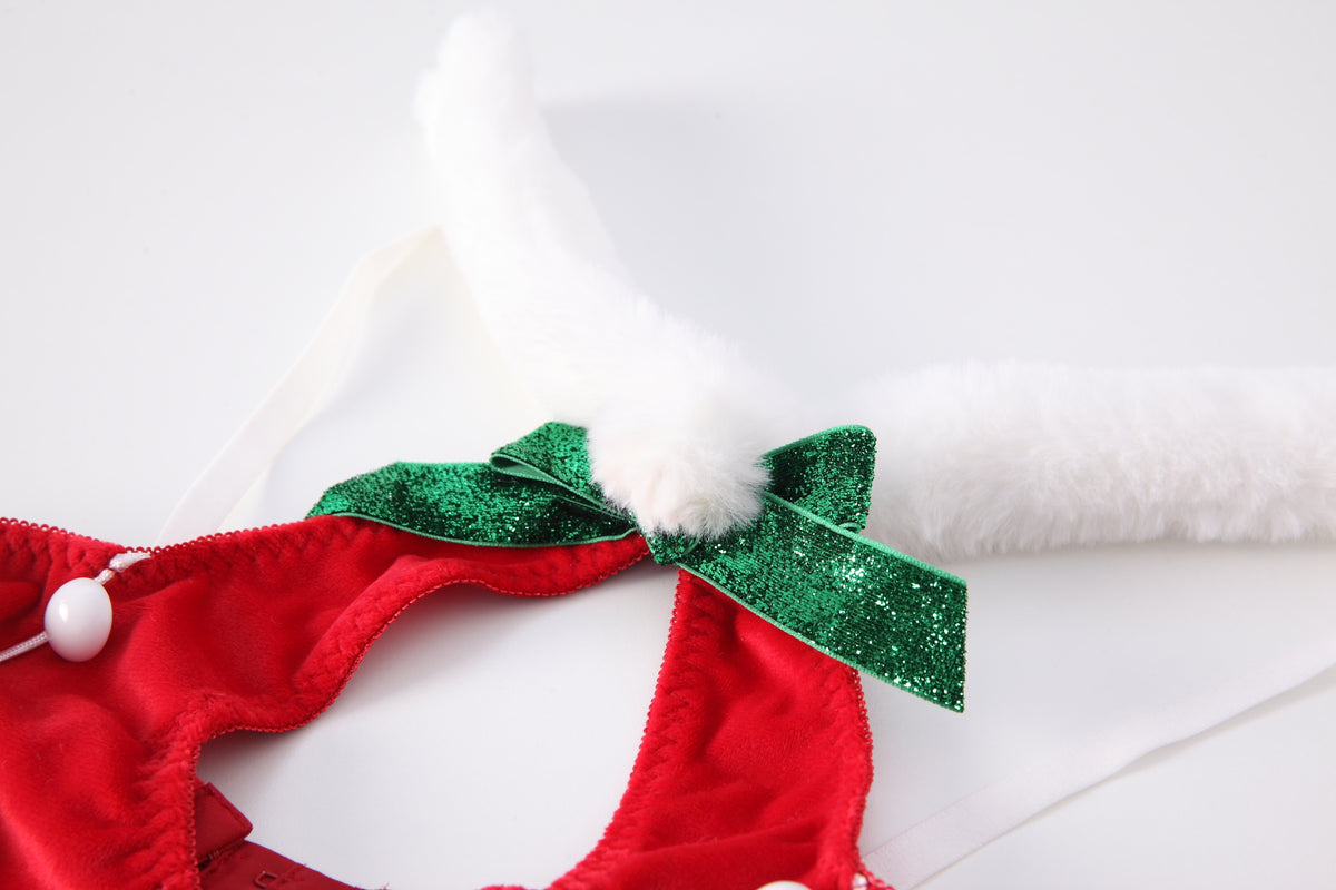 Christmas Velvet Chemise – Plunge Halter & Open-Back