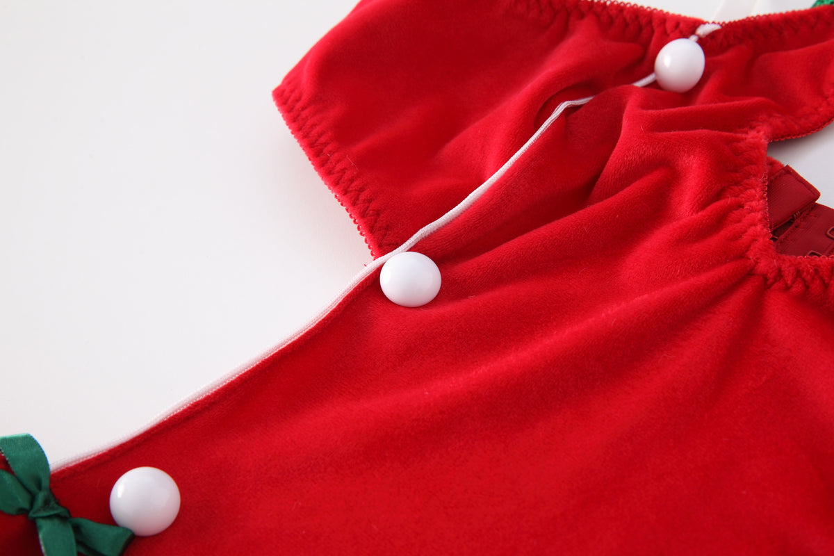 Christmas Velvet Chemise – Plunge Halter & Open-Back