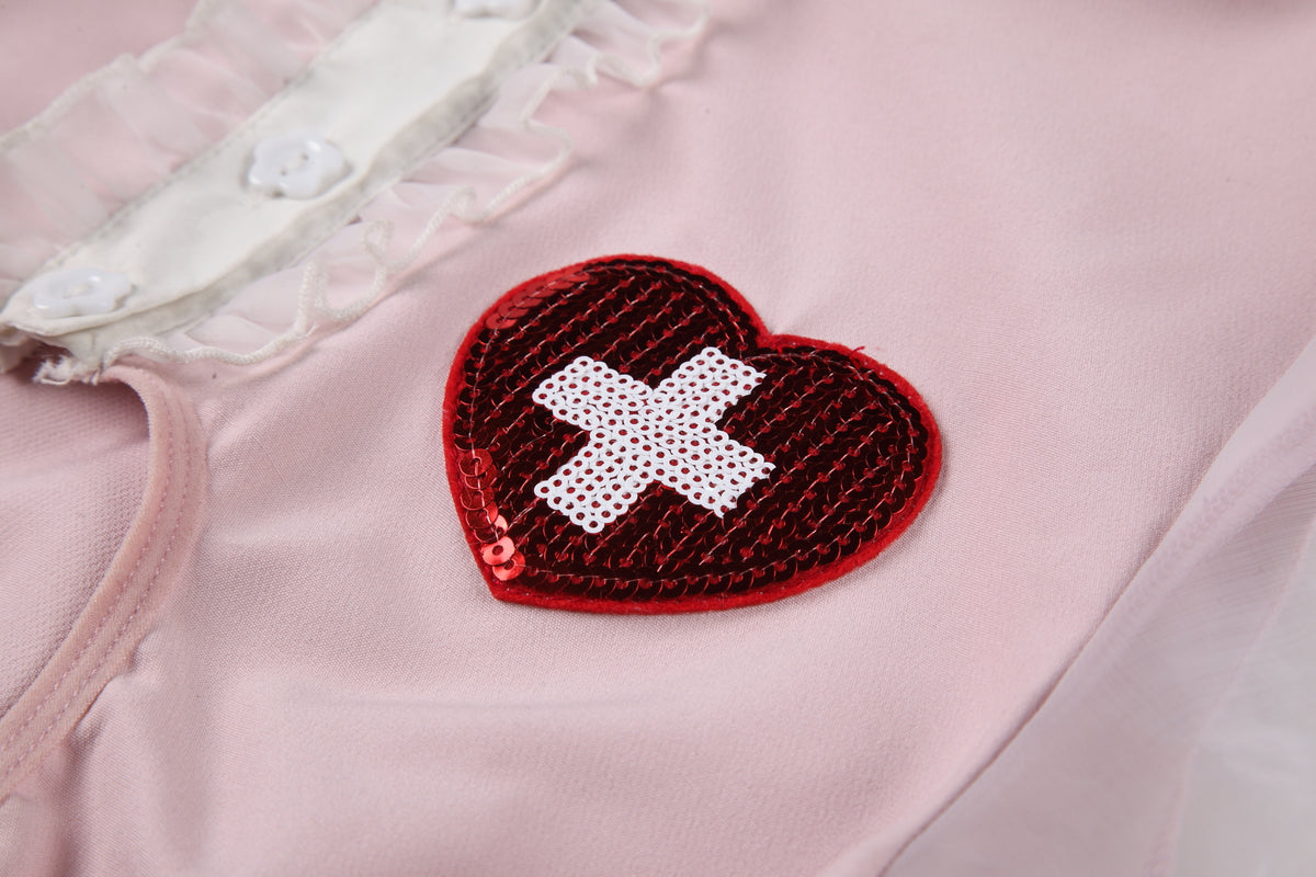 INJOY Lingerie Nurse Costume Set – Cutout Crop Top & Tiered Mini Skirt