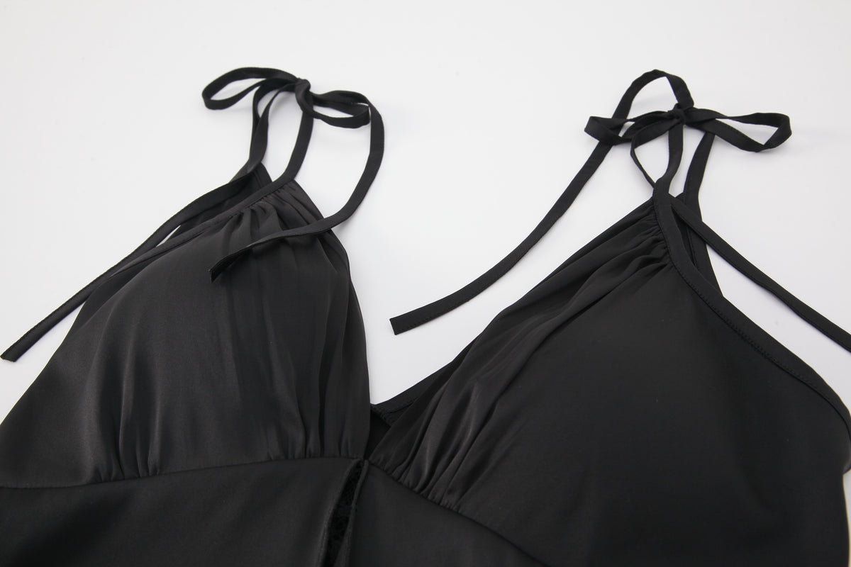 INJOY Lingerie – Deep V Lace Camisole with Open Back & Adjustable Straps