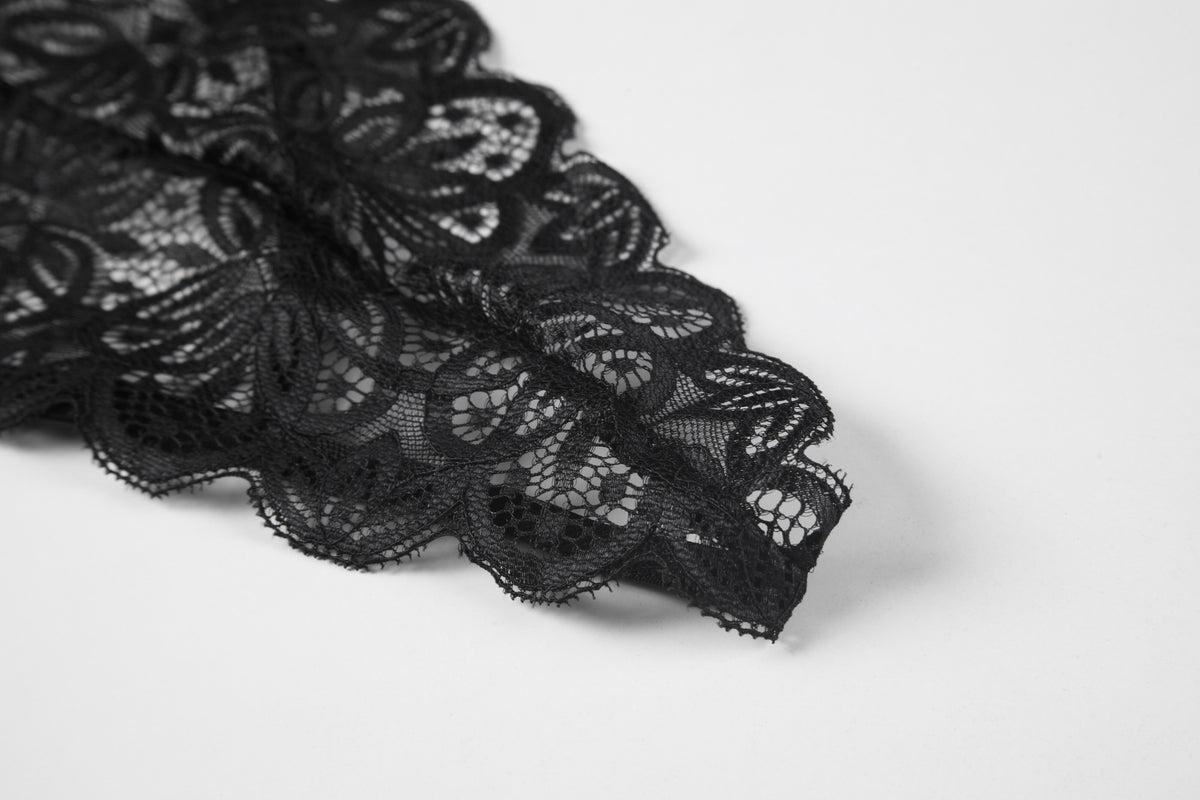 INJOY Lingerie Deep-V Lace Bodysuit Set with Sheer Wrap Skirt