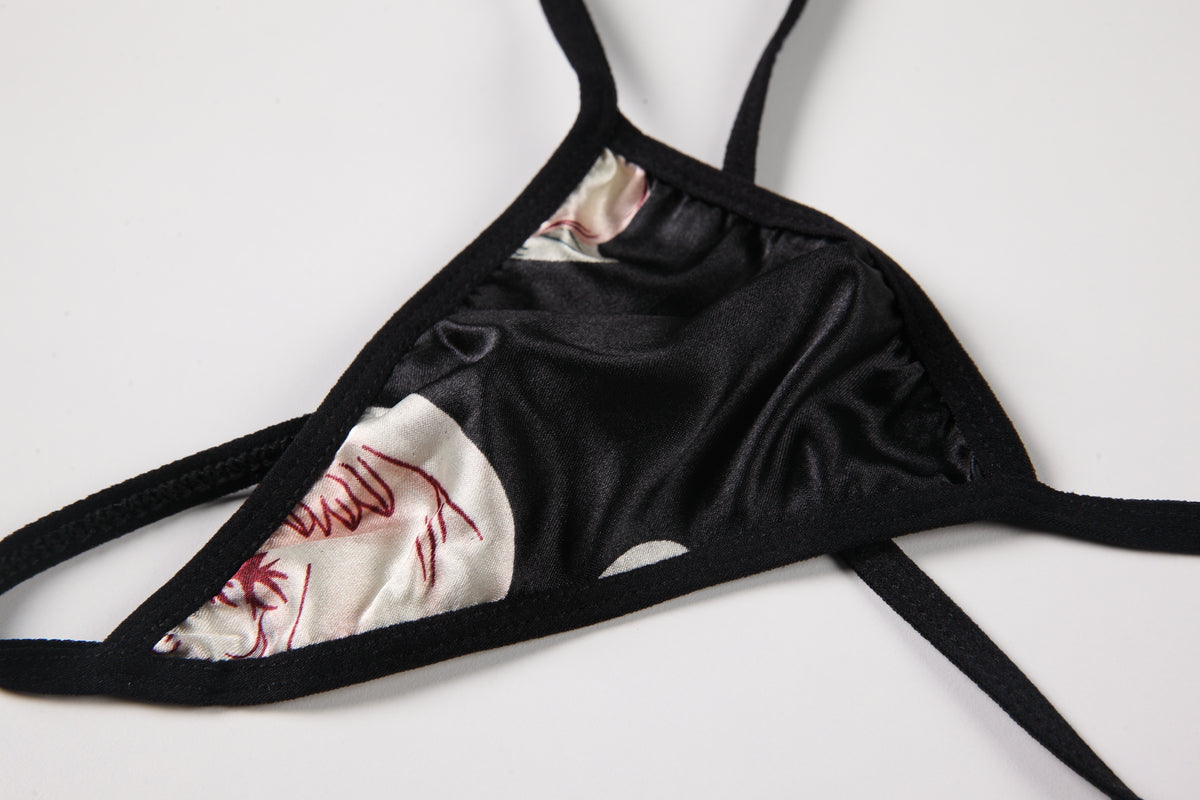 INJOY Lingerie Kimono Robe – Deep V with Bow Sash & Floral Print