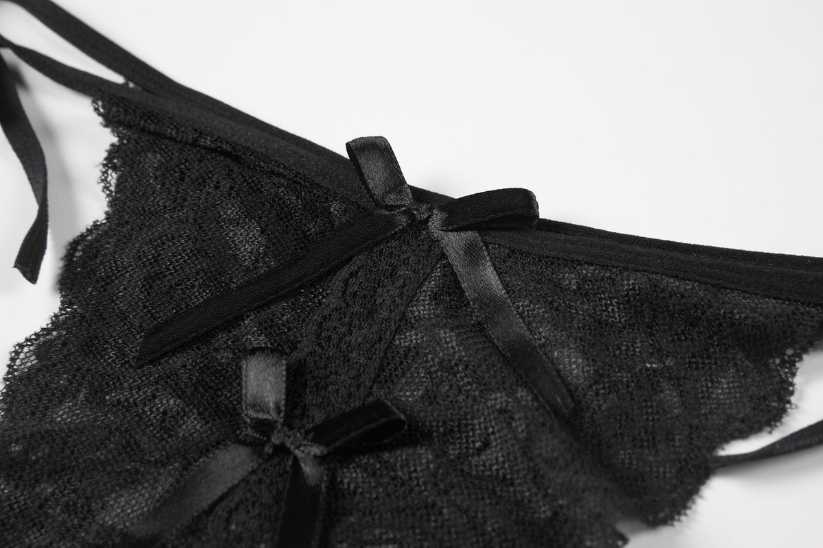 INJOY Lingerie Lace-Up Sheer Panty – Low-Rise with Adjustable Sides