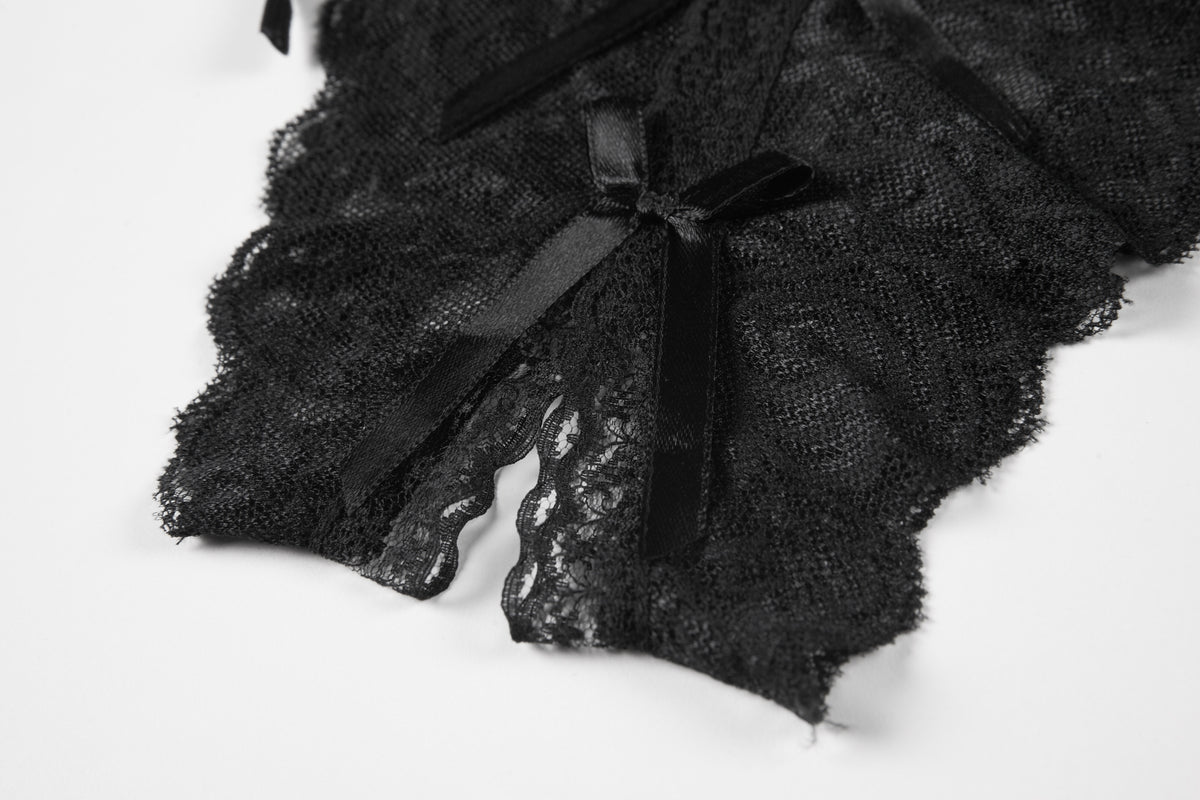 INJOY Lingerie Lace-Up Sheer Panty – Low-Rise with Adjustable Sides
