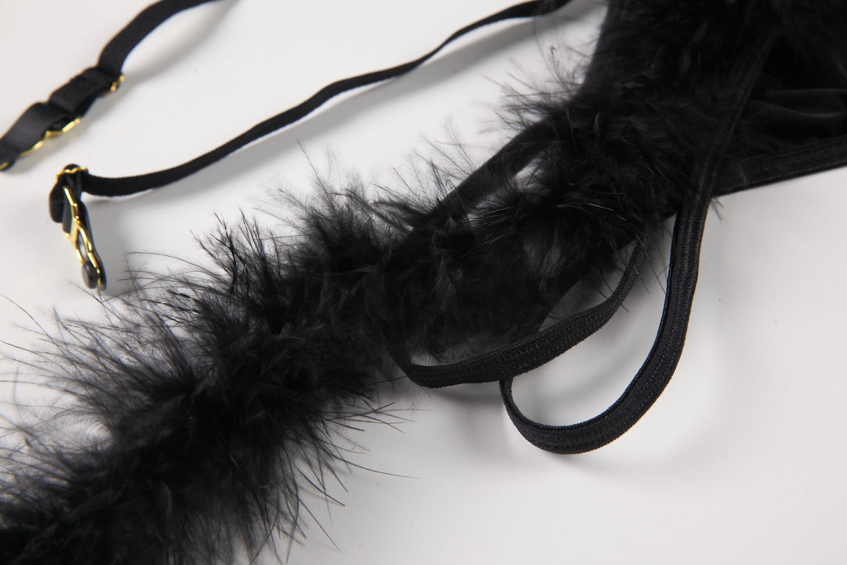 INJOY Lingerie - Furry Catwoman Suspender Set with Playful Details