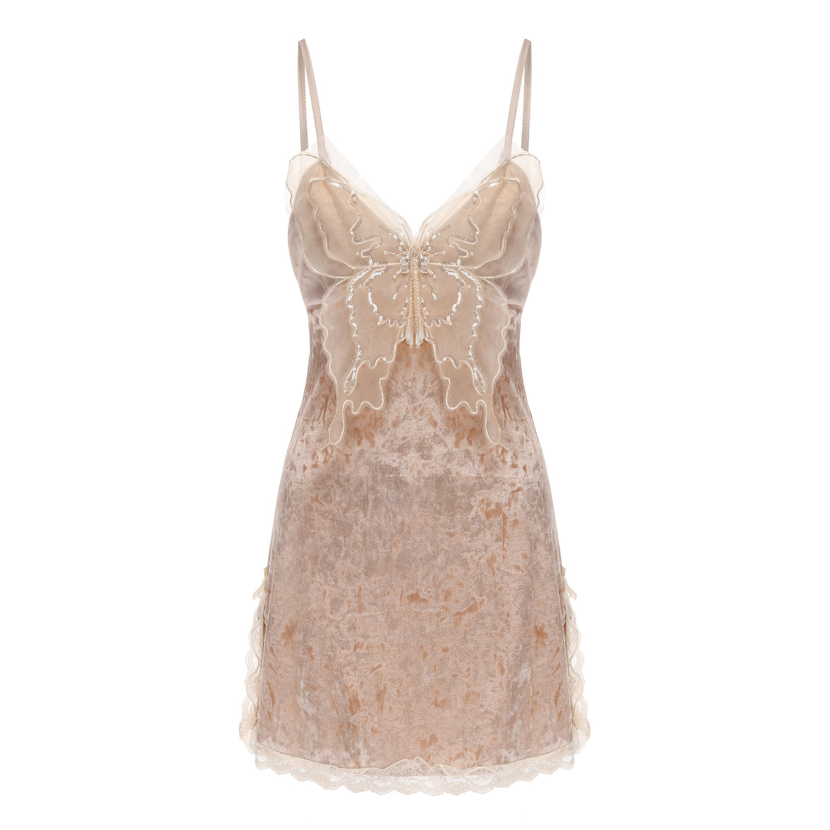 INJOY Lingerie – Deep V Lace Chemise with Removable Pads & Velvet Touch